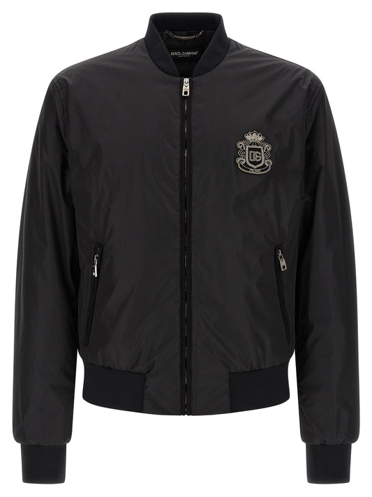 Dolce & Gabbana Black Polyamide Bomber Jacket for Men