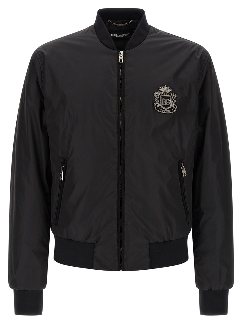 Dolce & Gabbana Black Polyamide Bomber Jacket for Men