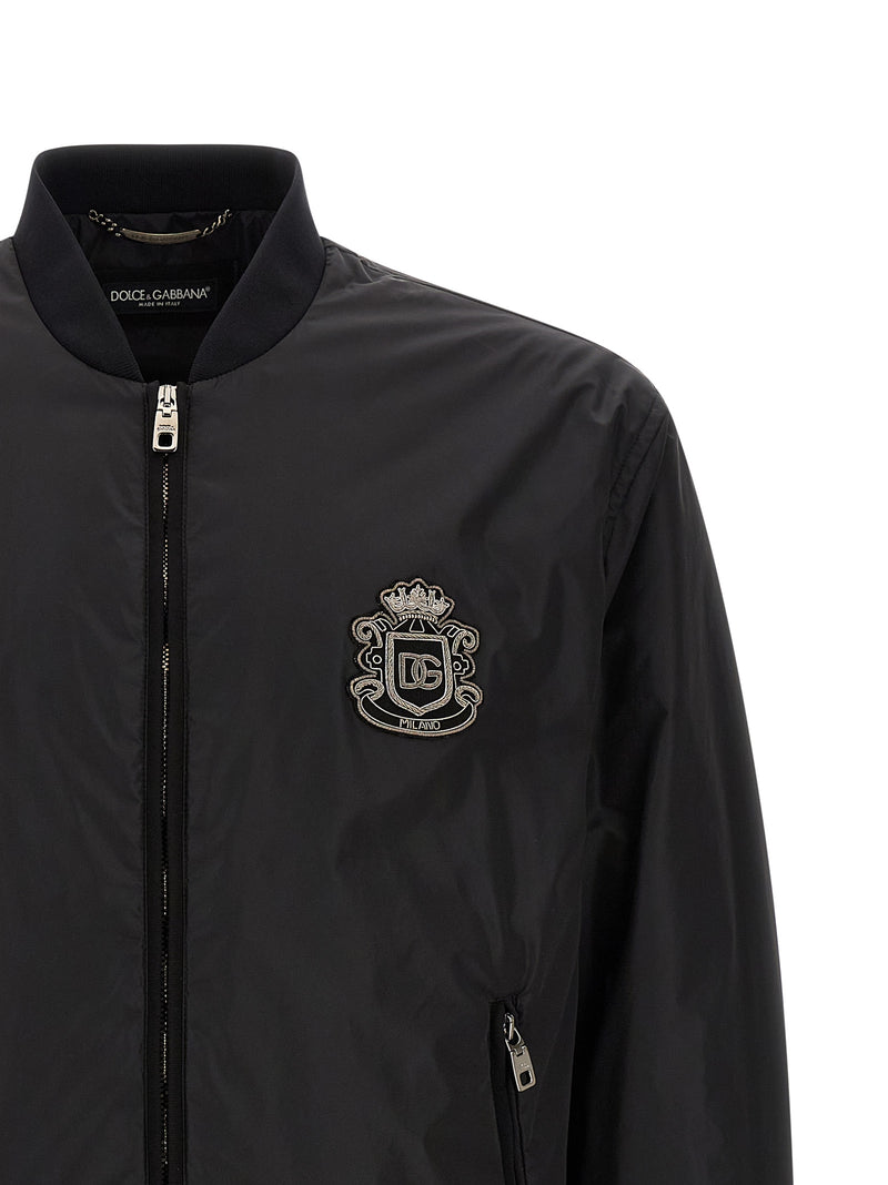 Dolce & Gabbana Black Polyamide Bomber Jacket for Men
