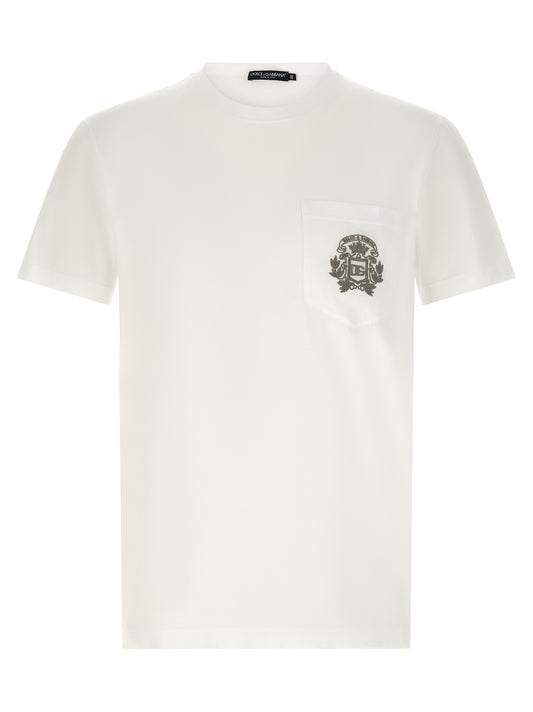 Dolce & Gabbana White Cotton T-Shirt with Embroidered DG