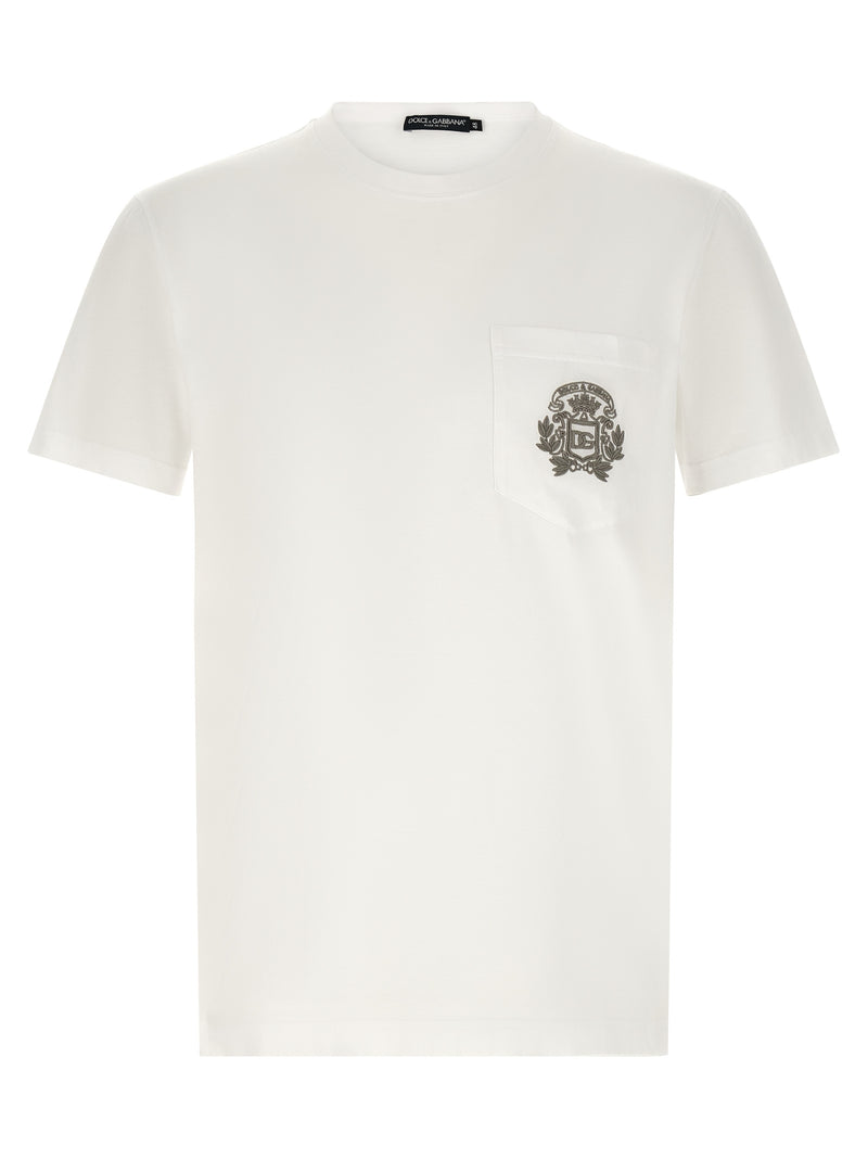Dolce & Gabbana White Cotton T-Shirt with Embroidered DG