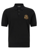 Dolce & Gabbana Black Virgin Wool Polo Shirt