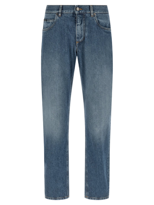 Dolce & Gabbana Blue Cotton Straight-Leg Jeans for Men