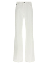 Dolce & Gabbana White Cotton Flared Jeans