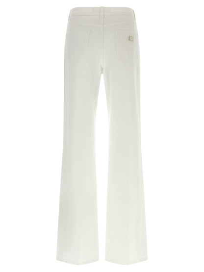 Dolce & Gabbana White Cotton Flared Jeans