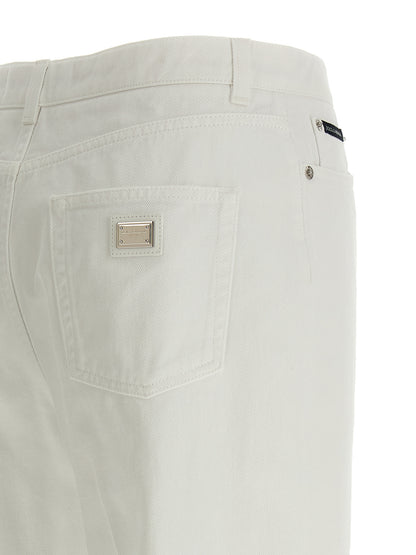 Dolce & Gabbana White Cotton Flared Jeans