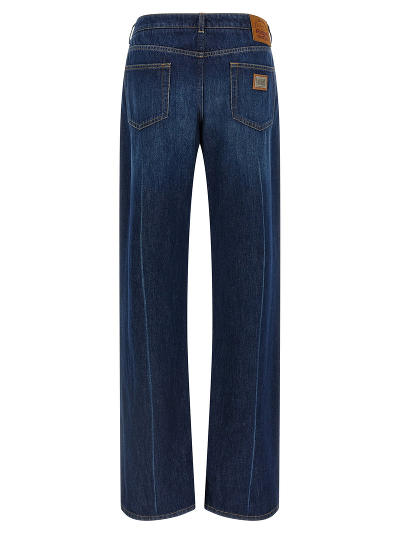 Dolce & Gabbana Blue Cotton Straight-Leg Jeans for Women