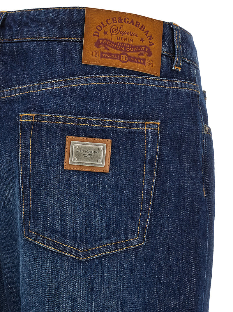 Dolce & Gabbana Blue Cotton Straight-Leg Jeans for Women