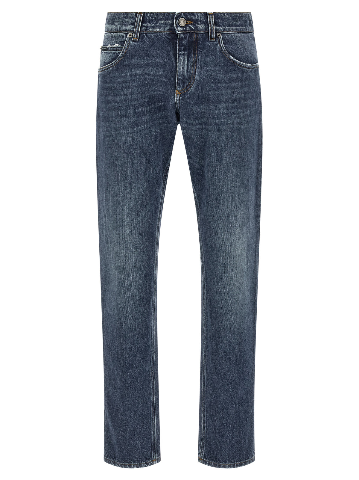 Dolce & Gabbana Blue Cotton Straight-Leg Jeans for Men