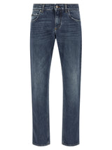 Dolce & Gabbana Blue Cotton Straight-Leg Jeans for Men