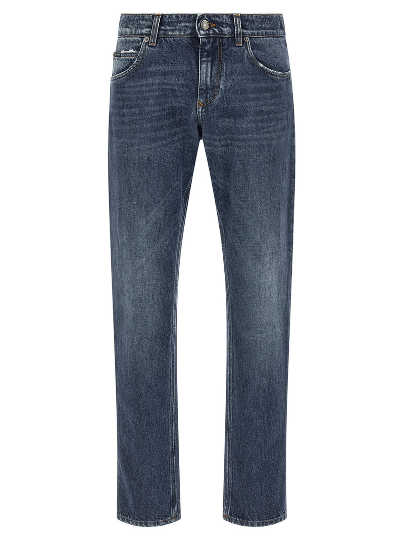Dolce & Gabbana Blue Cotton Straight-Leg Jeans for Men
