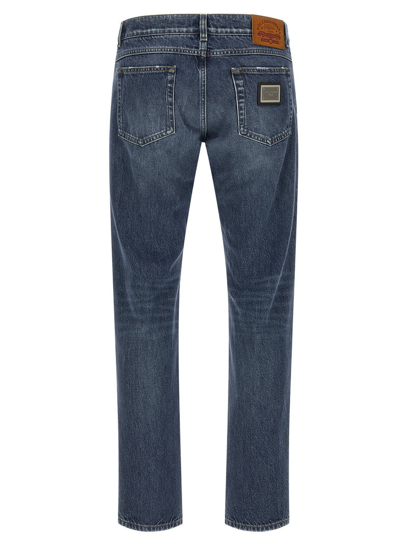 Dolce & Gabbana Blue Cotton Straight-Leg Jeans for Men
