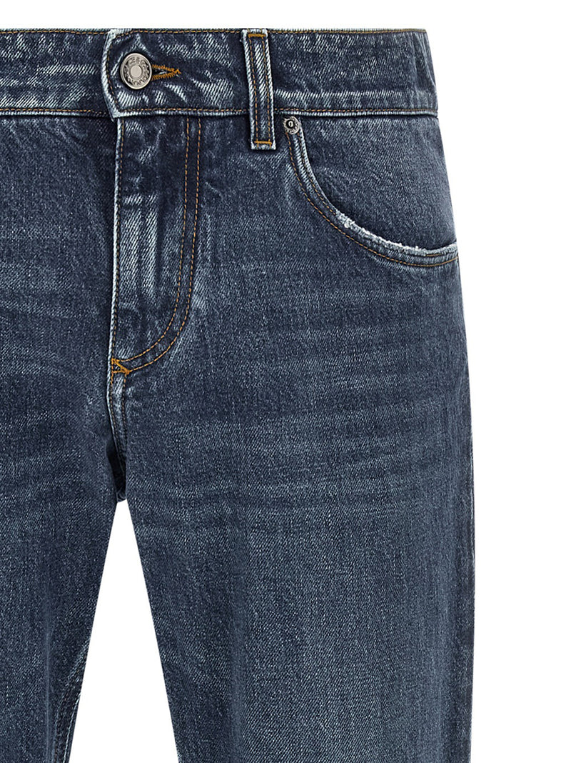 Dolce & Gabbana Blue Cotton Straight-Leg Jeans for Men