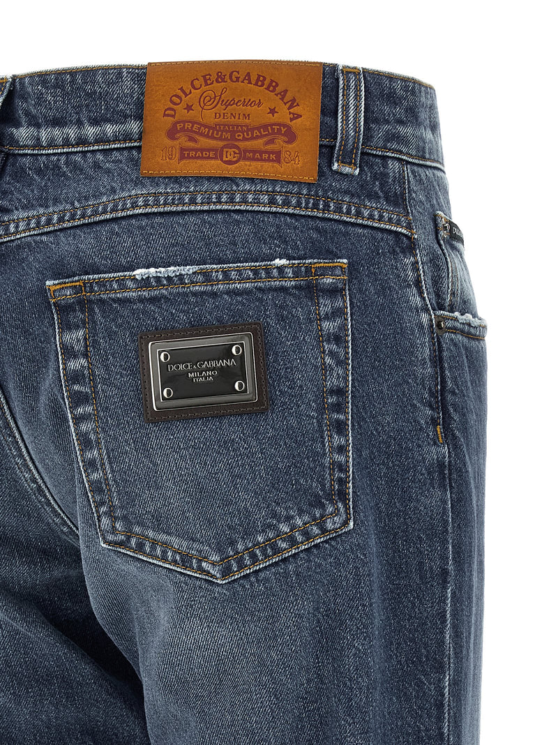 Dolce & Gabbana Blue Cotton Straight-Leg Jeans for Men