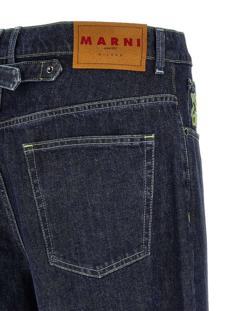 Marni Jean droit en coton bleu
