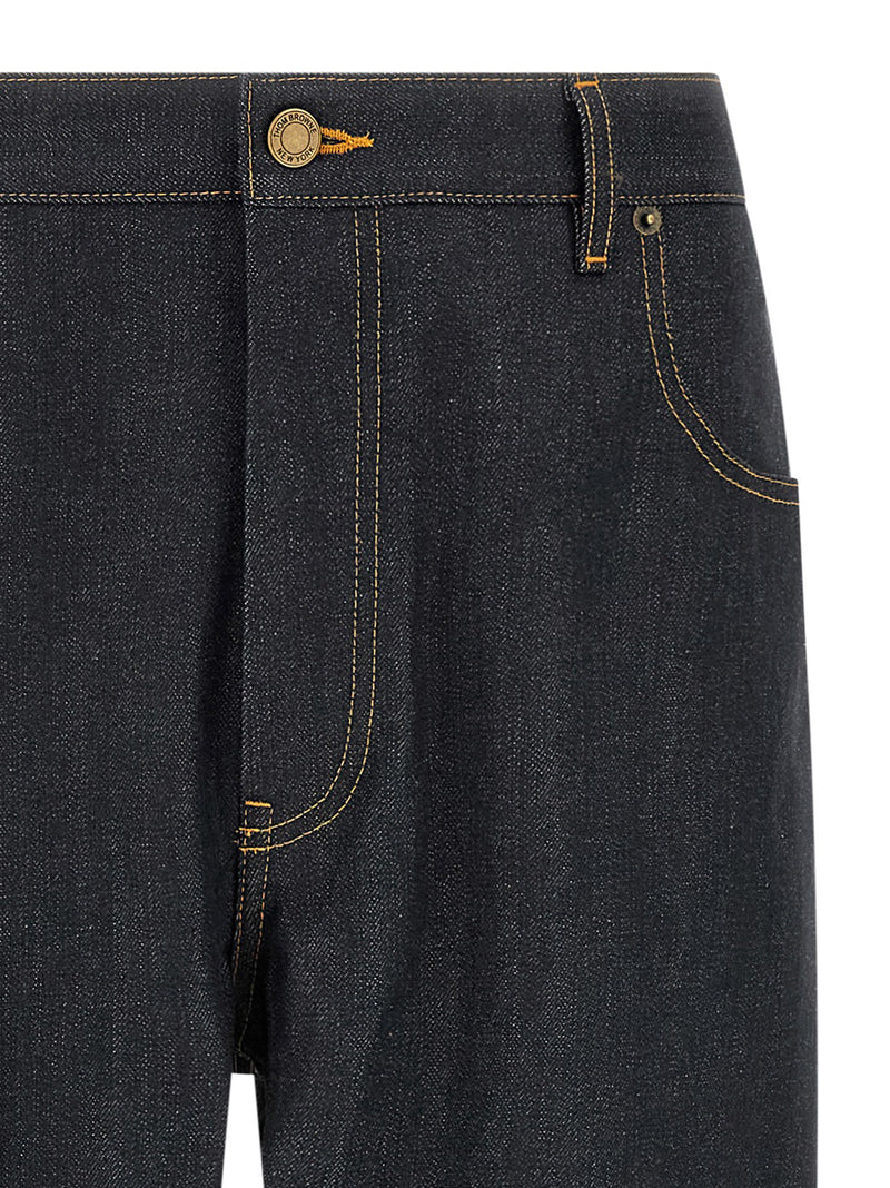 Jean taille haute en coton bleu Thom Browne