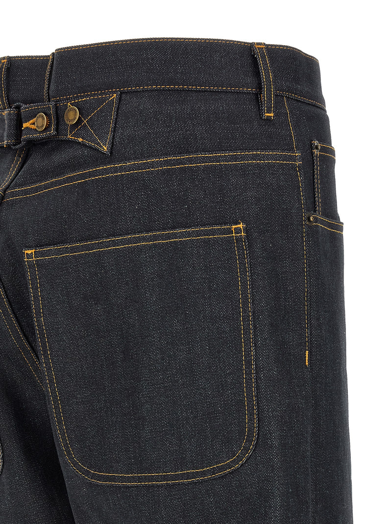 Jean taille haute en coton bleu Thom Browne