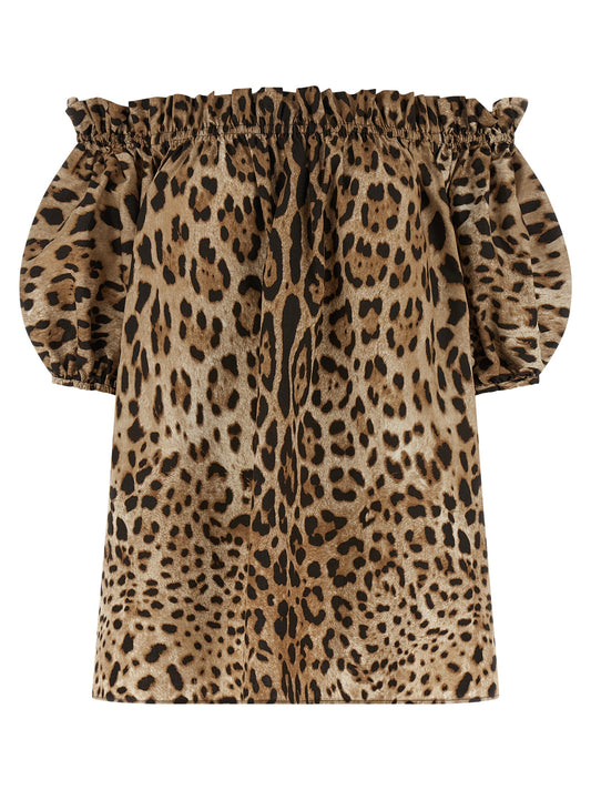 Dolce & Gabbana Brown Cotton Shirt - Off-the-Shoulder Design