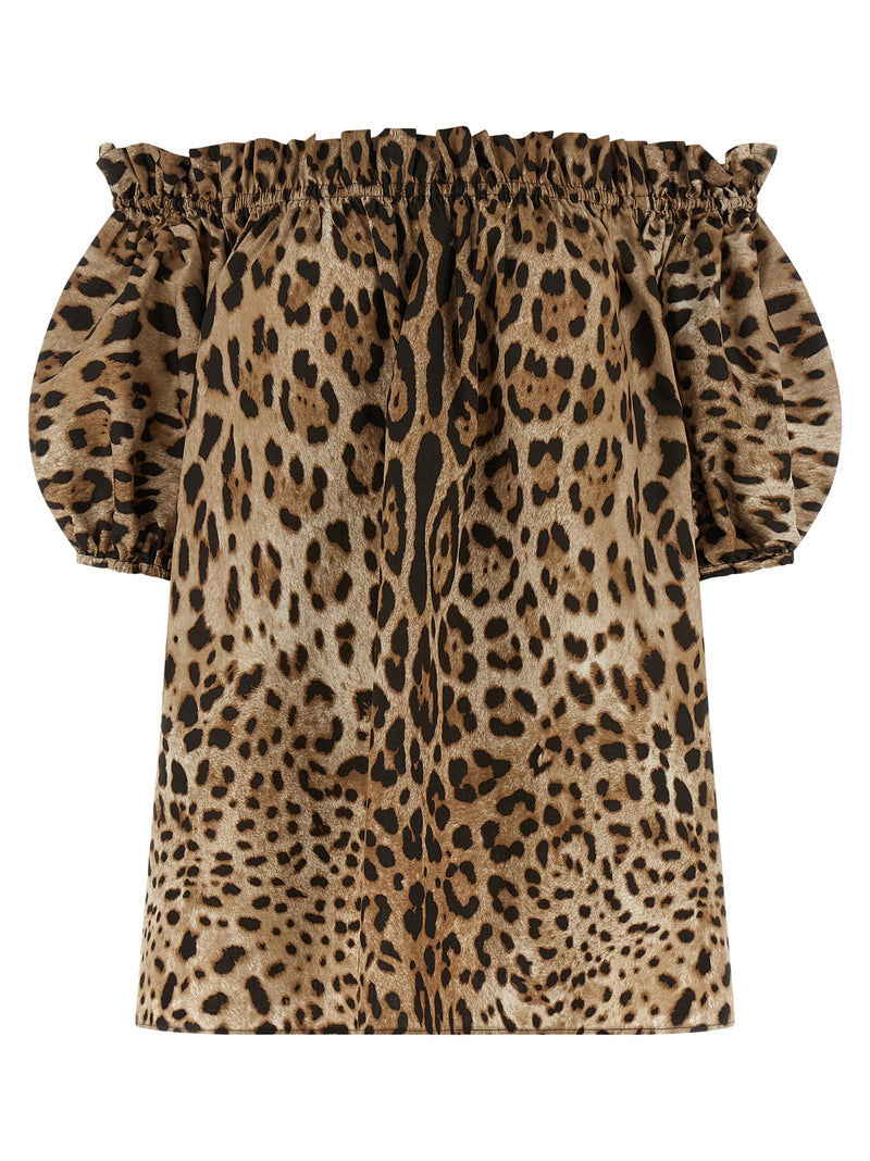 Dolce & Gabbana Brown Cotton Shirt - Off-the-Shoulder Design