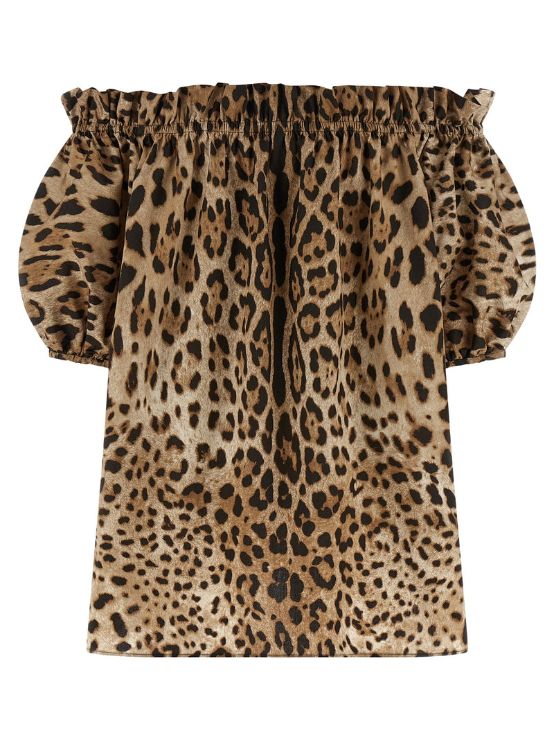 Dolce & Gabbana Brown Cotton Shirt - Off-the-Shoulder Design