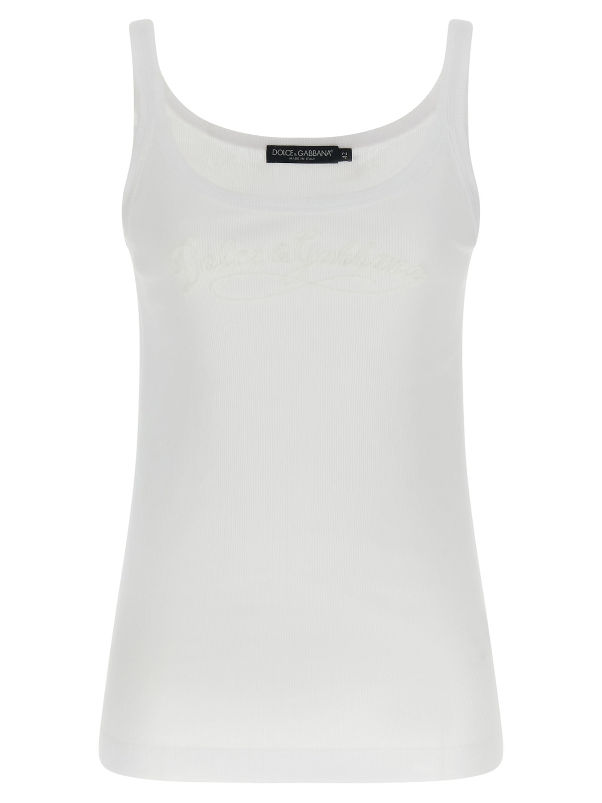 Dolce & Gabbana White Cotton Sleeveless T-Shirt