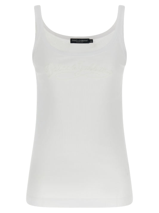 Dolce & Gabbana White Cotton Sleeveless T-Shirt