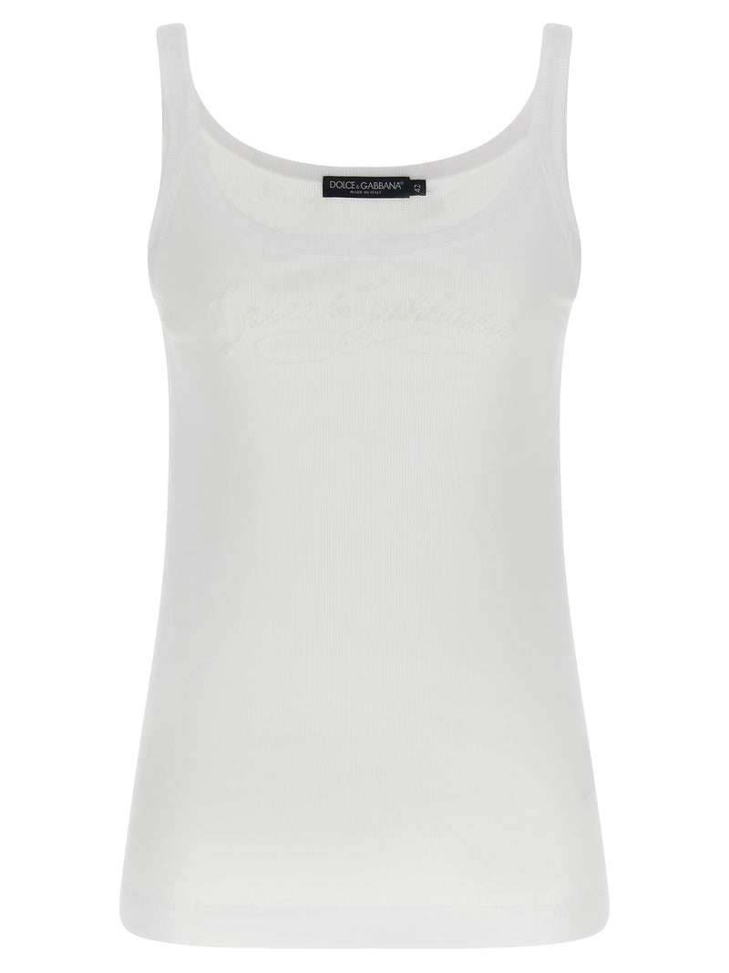 Dolce & Gabbana White Cotton Sleeveless T-Shirt