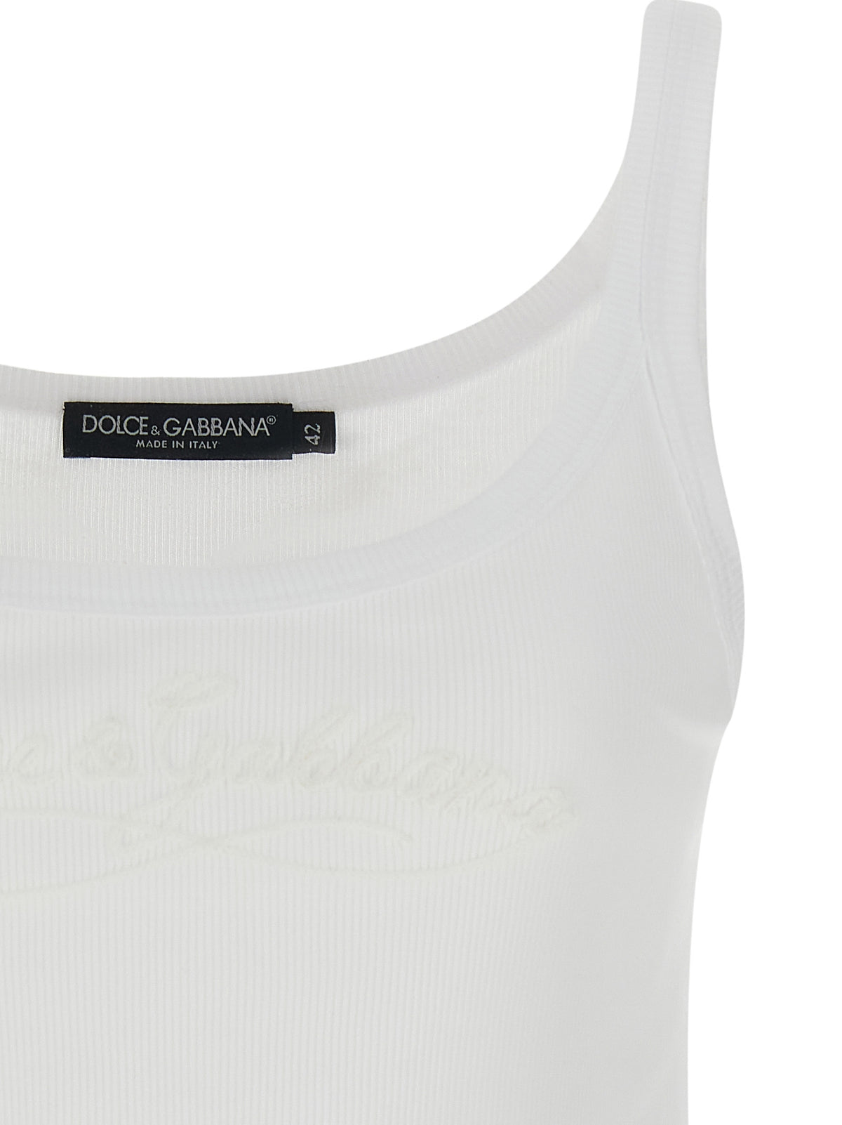 Dolce & Gabbana White Cotton Sleeveless T-Shirt