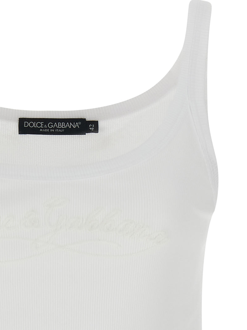 Dolce & Gabbana White Cotton Sleeveless T-Shirt