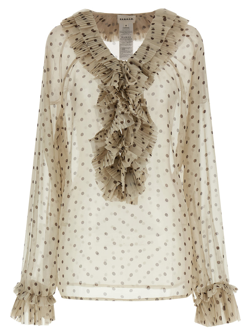 P.A.R.O.S.H. Pallina Beige Polyester Blouse for Women