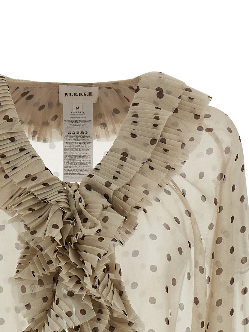 P.A.R.O.S.H. Pallina Beige Polyester Blouse for Women