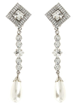 Alessandra Rich Silver Plastic Earrings with Crystals