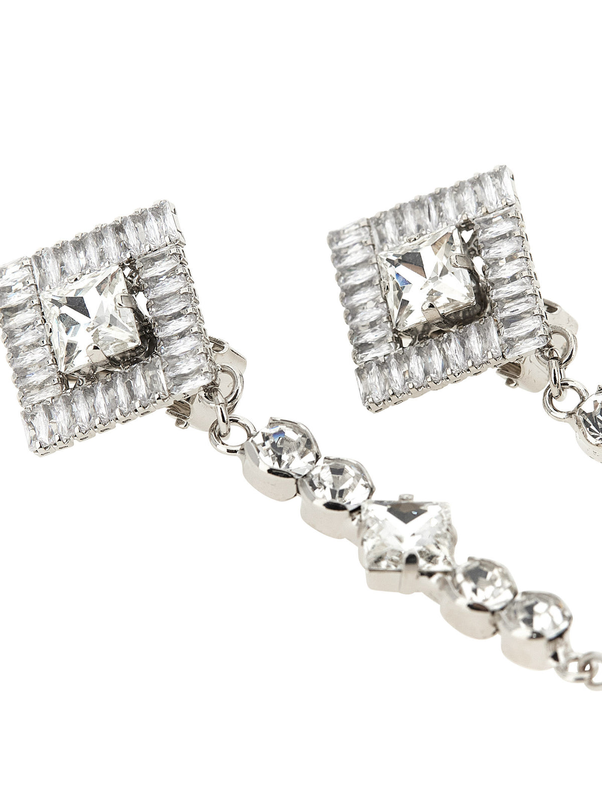 Alessandra Rich Silver Plastic Earrings with Crystals
