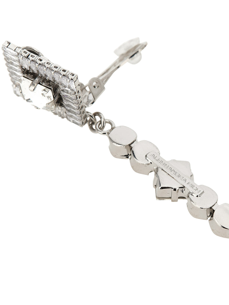 Alessandra Rich Silver Plastic Earrings with Crystals