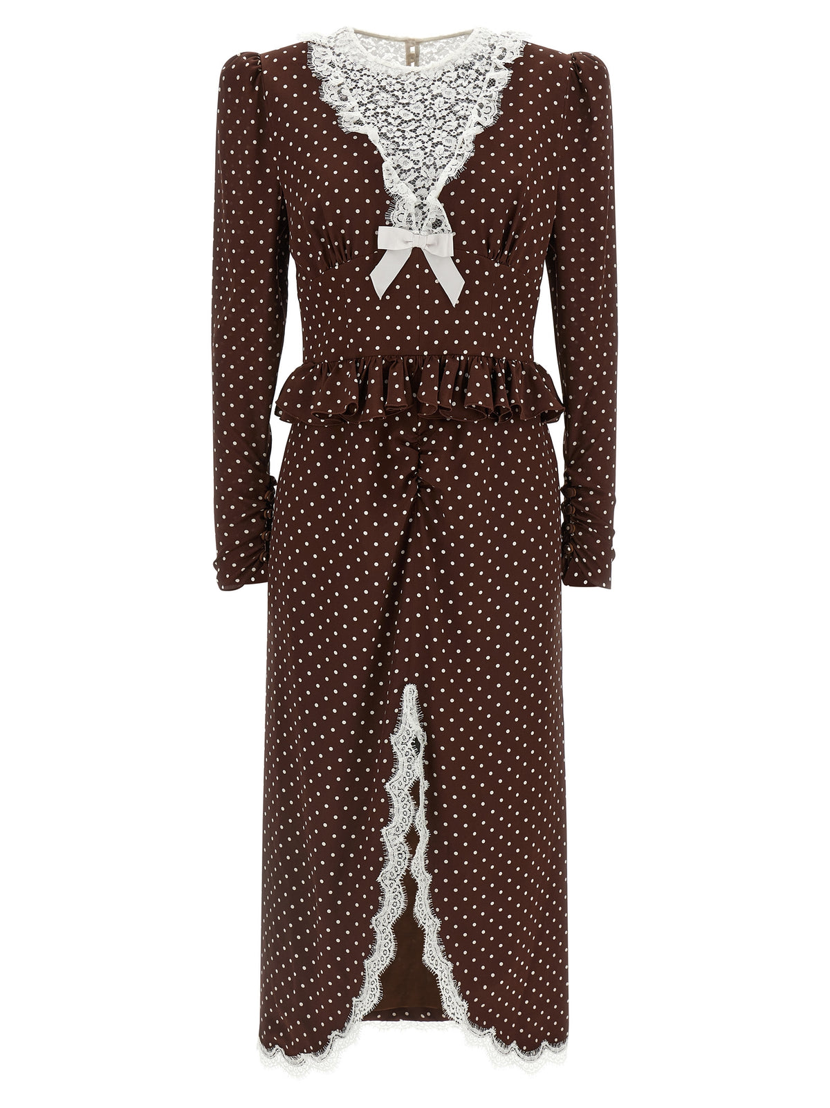 Robe Midi Alessandra Rich en Soie Marron