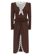 Robe Midi Alessandra Rich en Soie Marron
