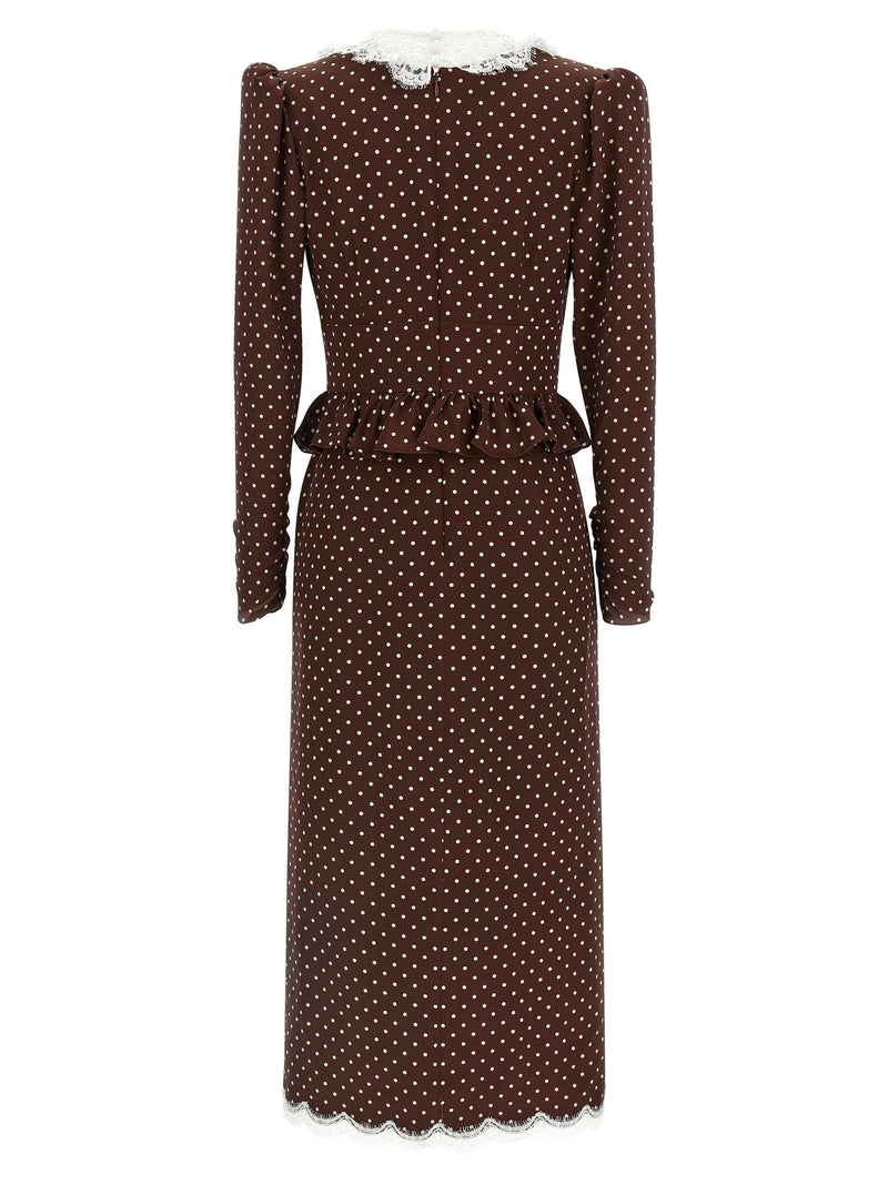 Alessandra Rich Brown Silk Midi Dress