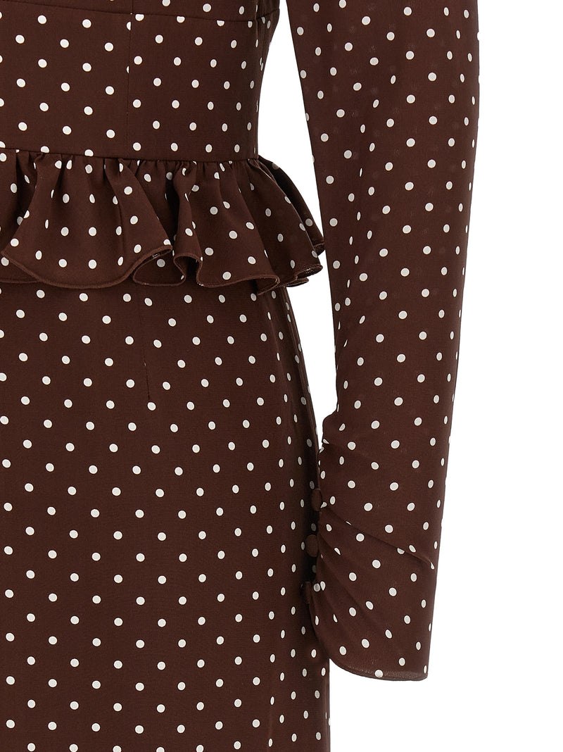Alessandra Rich Brown Silk Midi Dress