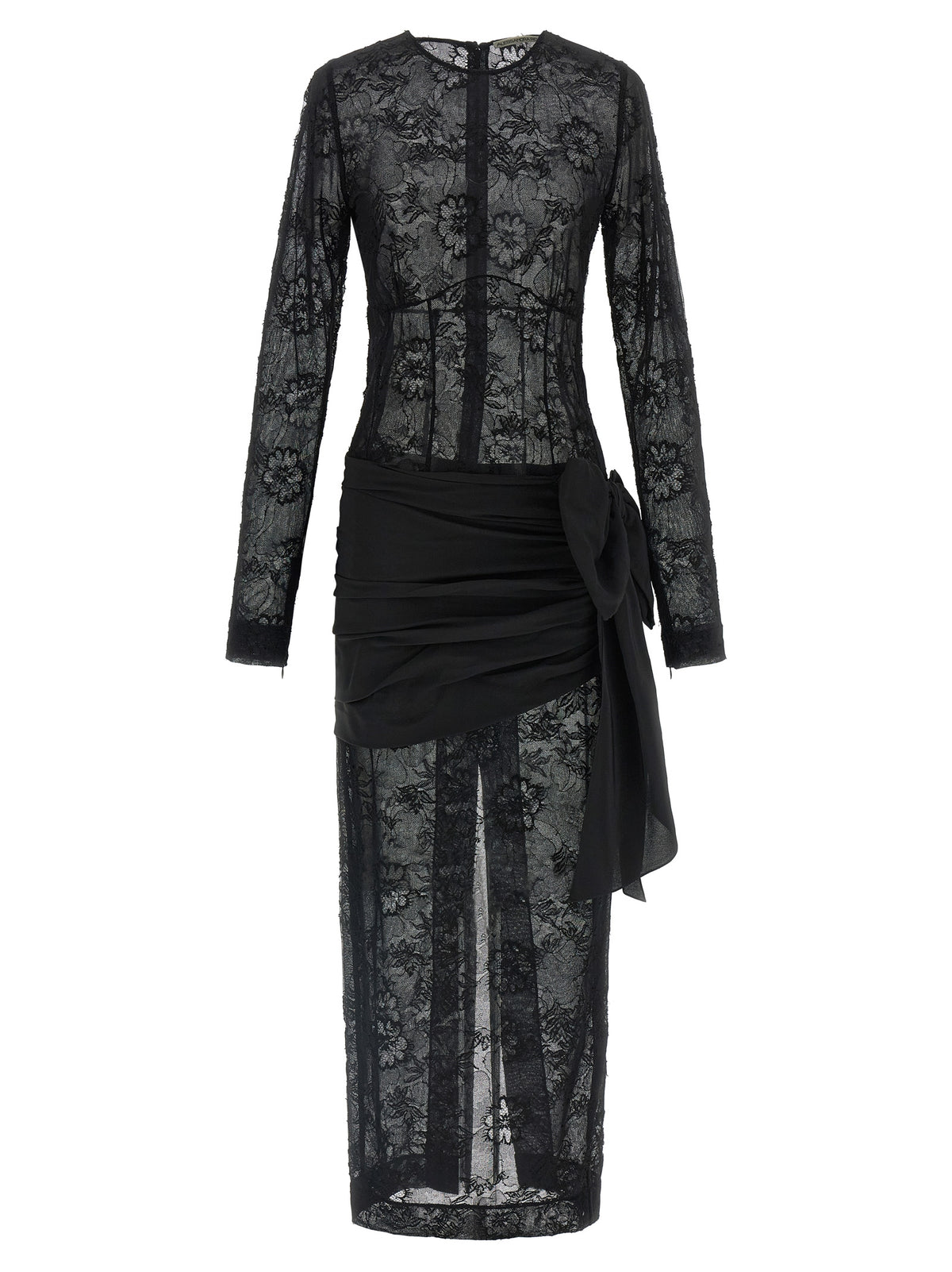 Alessandra Rich Black Viscose Long Dress