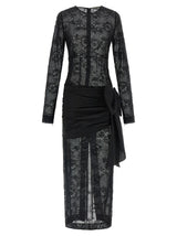 Alessandra Rich Black Viscose Long Dress
