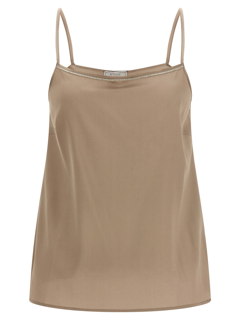 Peserico Brown Silk Blouse - Elegant Crepe de Chine Top