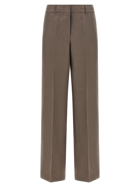 Pantalon en lin marron Peserico