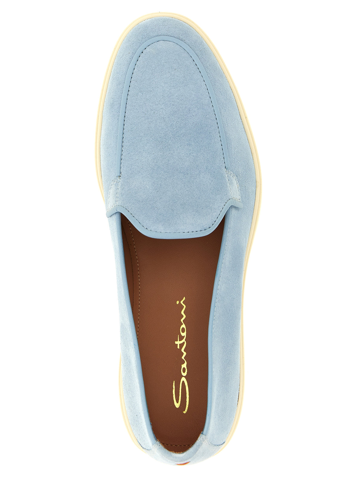 Mocassins Santoni en cuir de veau bleu à enfiler