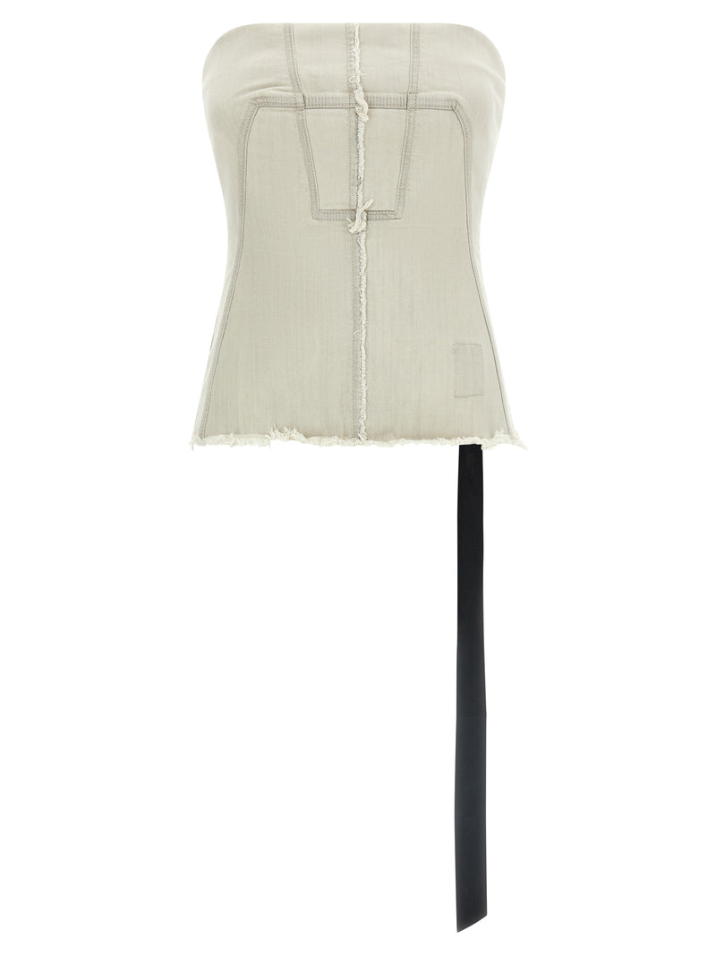 DRKSHDW Gray Cotton Tank Top - Off-the-Shoulder Design