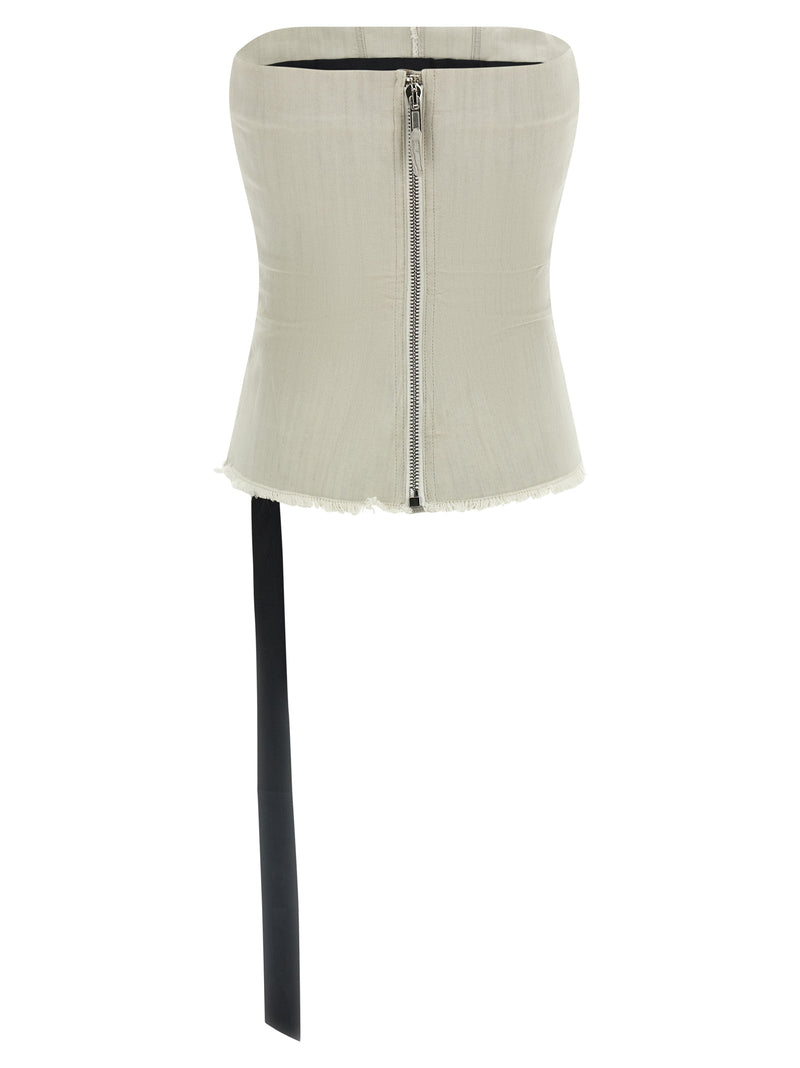 DRKSHDW Gray Cotton Tank Top - Off-the-Shoulder Design