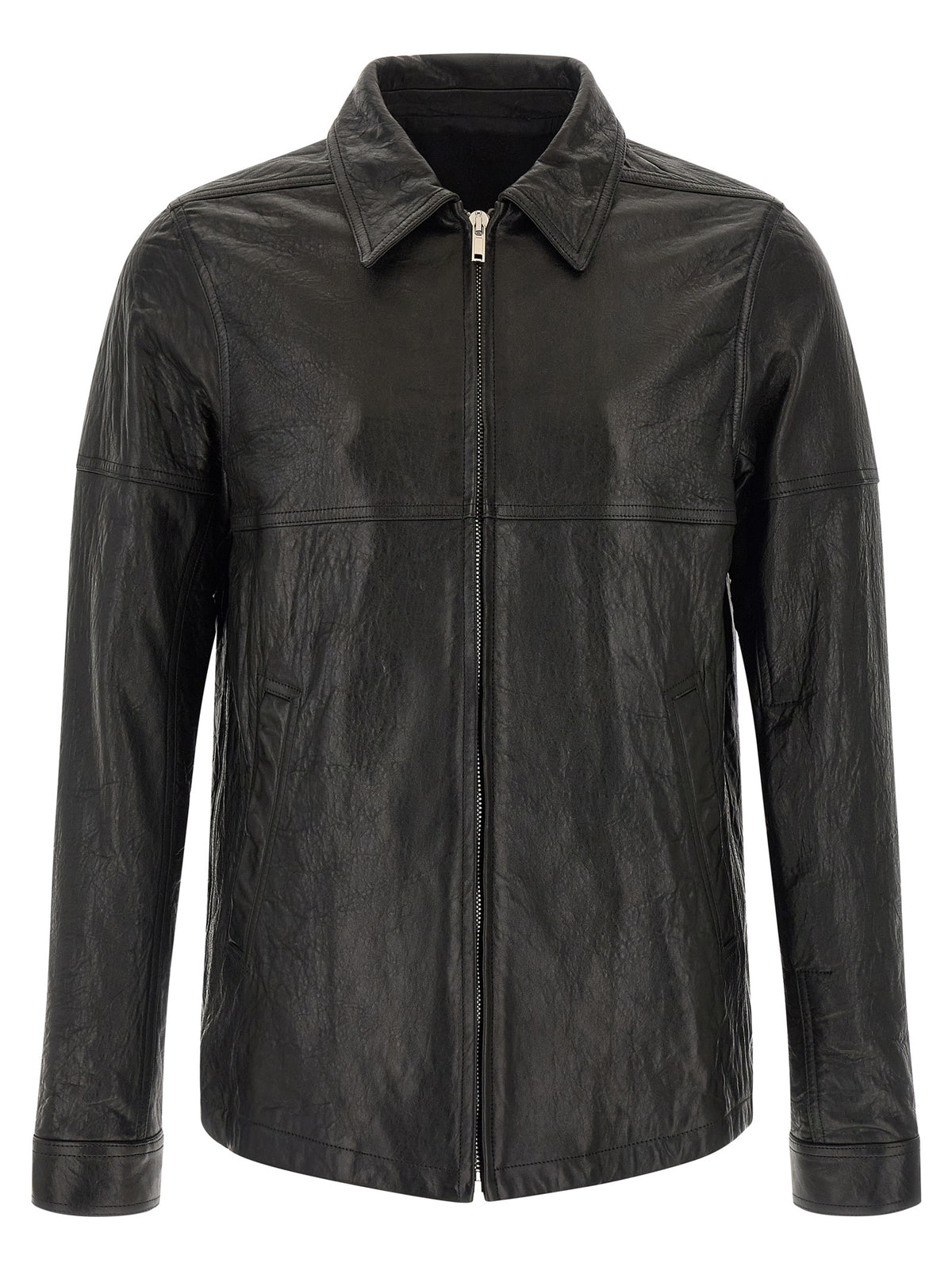 Rick Owens Black Lamb Leather Leather Jacket