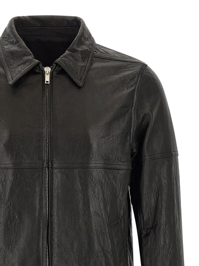Veste en cuir d'agneau noir Rick Owens