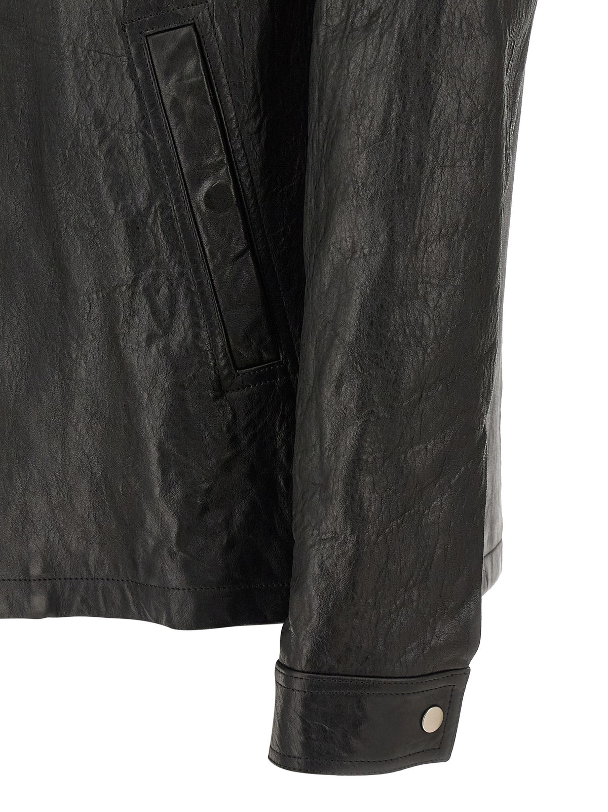 Rick Owens Black Lamb Leather Leather Jacket
