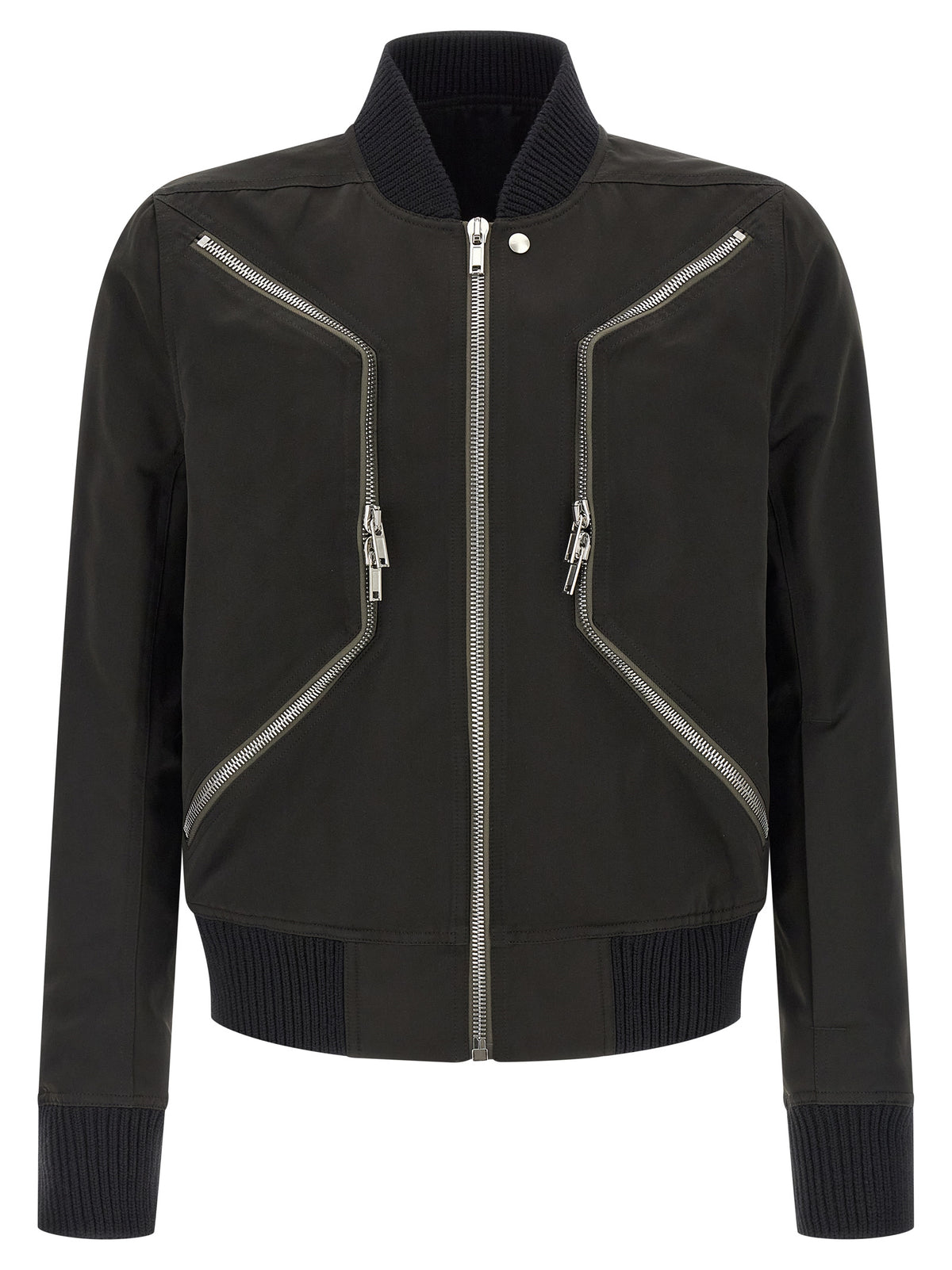 Rick Owens Heizer Flight Black Polyester Bomber Jacket
