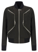 Rick Owens Heizer Flight Black Polyester Bomber Jacket